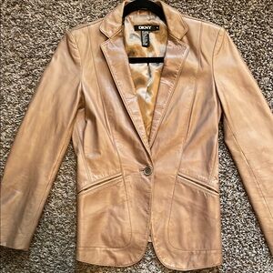 DKNY Camel Leather Blazer